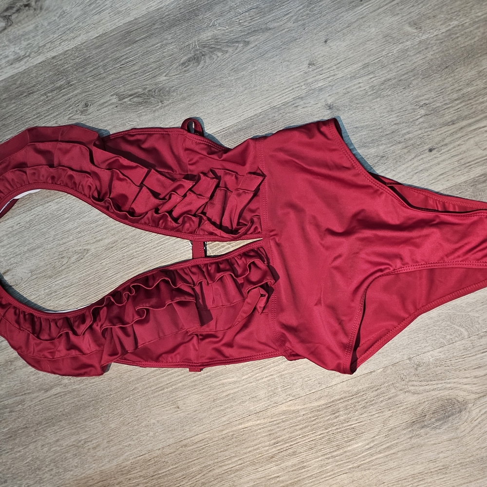 Ruffled Red One-Piece Swimsuit